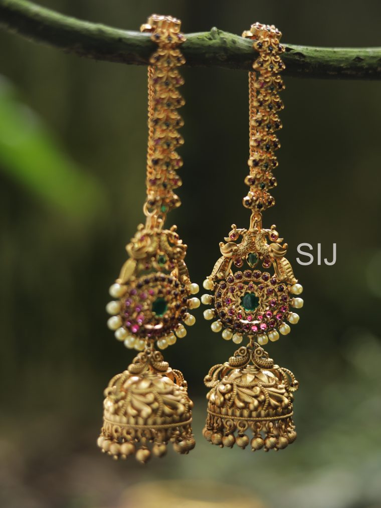 Dual Peacock Jhumkas with Mattals