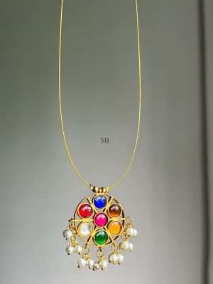 Flower &Chakra Design Jadau Pendant Invisible Necklace