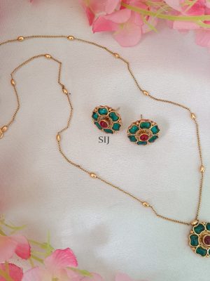 Flower Design Green Stone Floral Chain