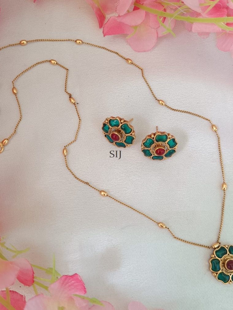 Flower Design Green Stone Floral Chain