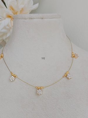 Flower Design White Stone Invisible Necklace