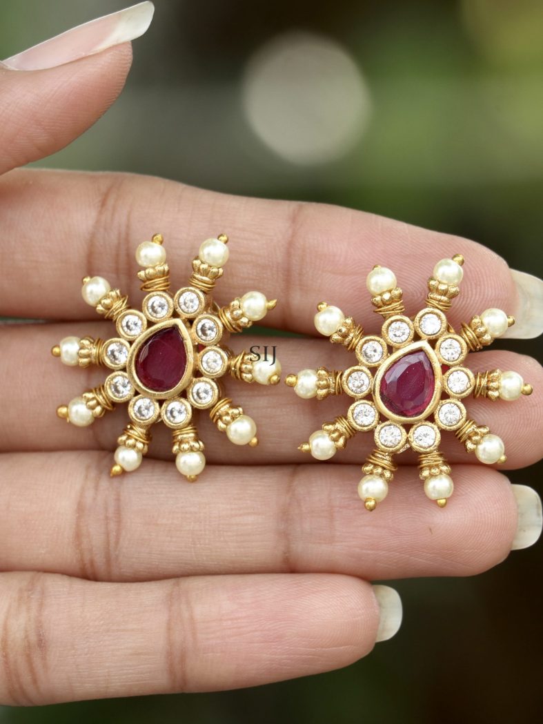 Gold Finish Aachal Sparkle Ear-Studs