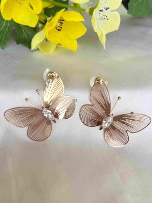 Gold Finish Butterfly Design Earrings