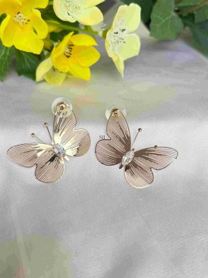 Gold Finish Butterfly Design Earrings