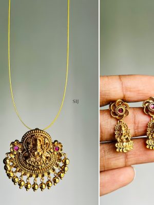 Gold Finish Goddess Lakshmi Invisible Necklace set