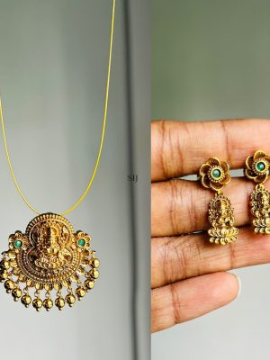 Gold Finish Goddess Lakshmi Invisible Necklace set