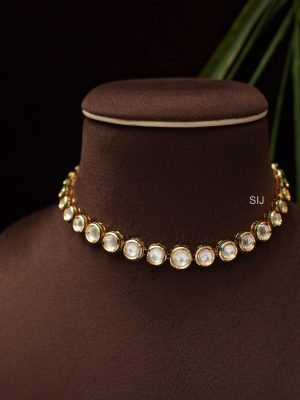 Gold Finish Kundan Studded Necklace Set