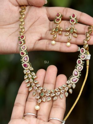 Gold Finish Rani Haar Necklace Set