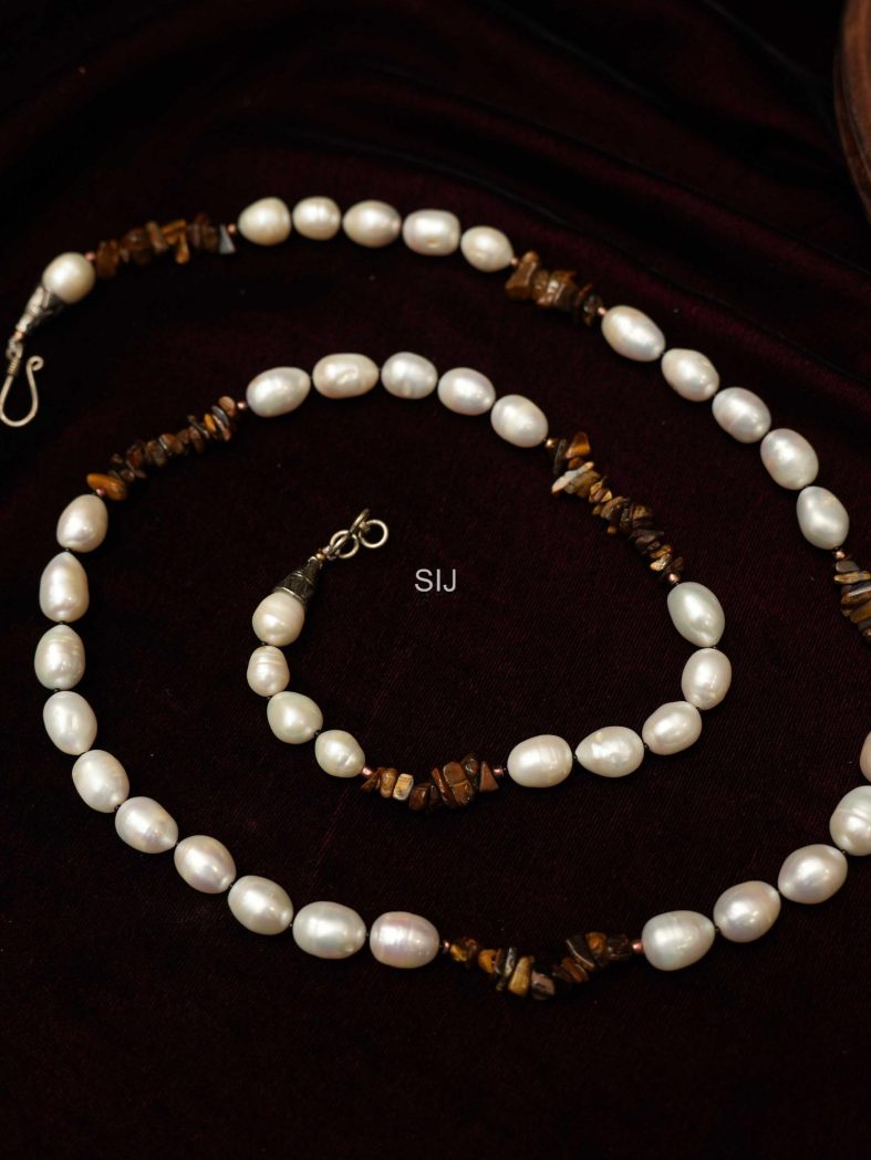 Gold Plated Beaded Pearl Necklace