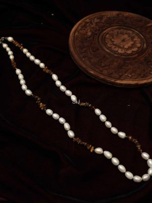 Gold Plated Beaded Pearl Necklace