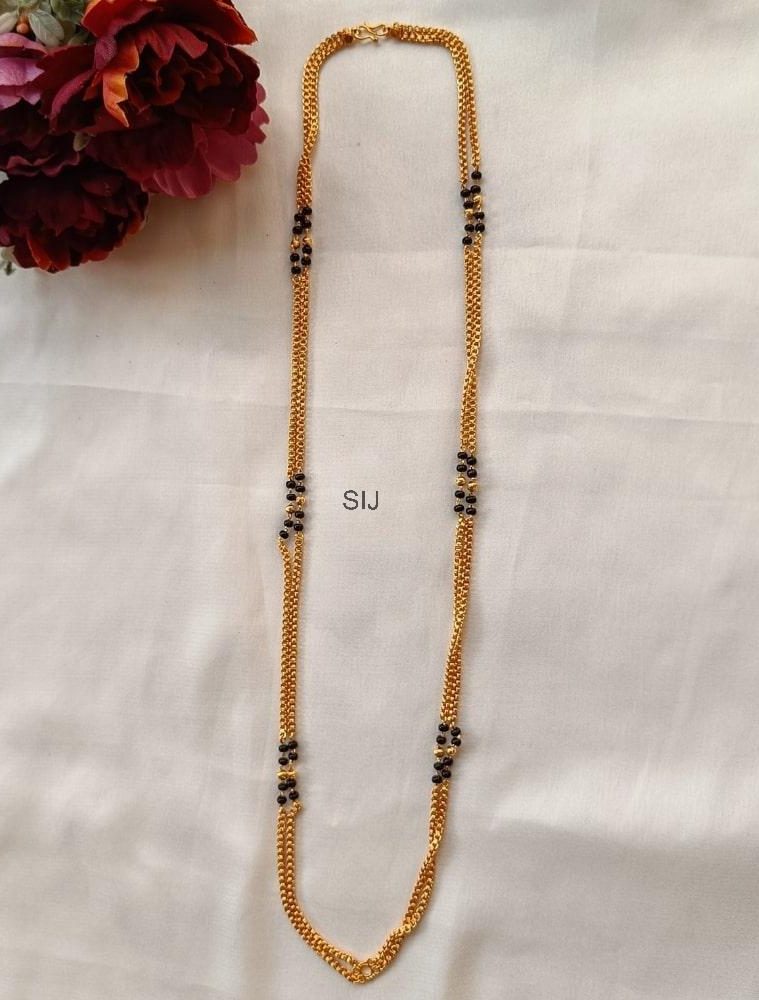 Gold Plated Black Beads Mangalya Chain