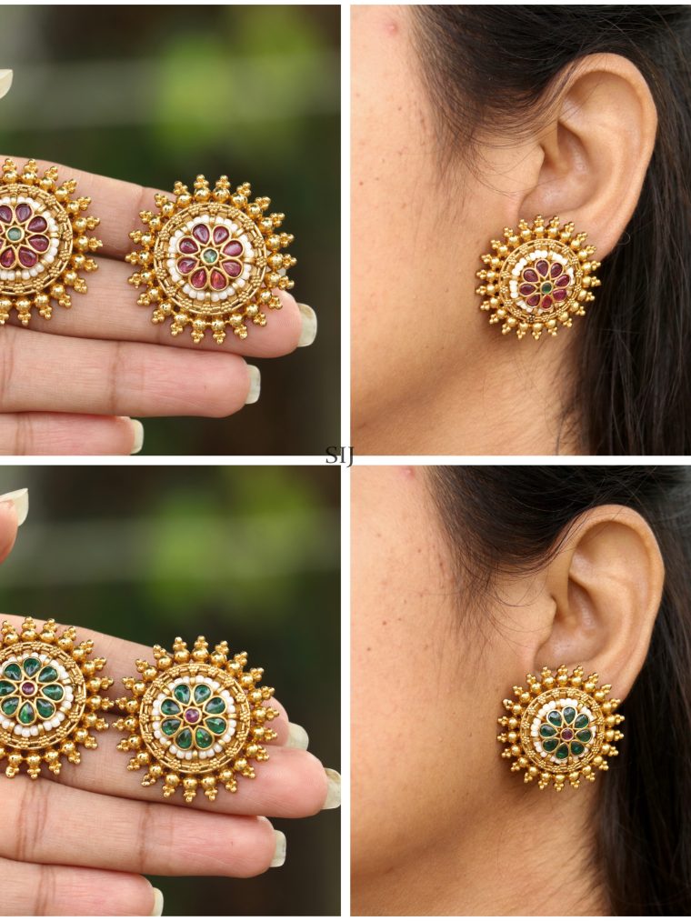 Gold Plated Circle Shape Design Earrings