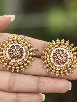 Gold Plated Circle Shape Design Earrings