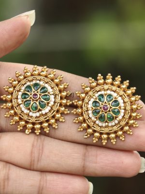 Gold Plated Circle Shape Design Earrings