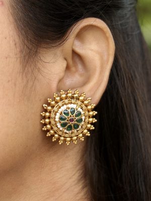 Gold Plated Circle Shape Design Earrings