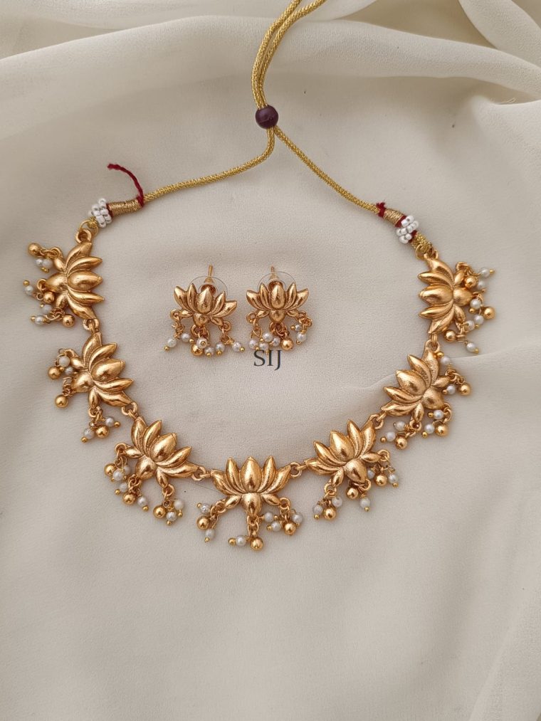 Gold Plated Flower Design Necklace