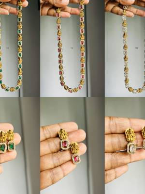 Gold Plated Goddess Lakshmi Kemp Haram