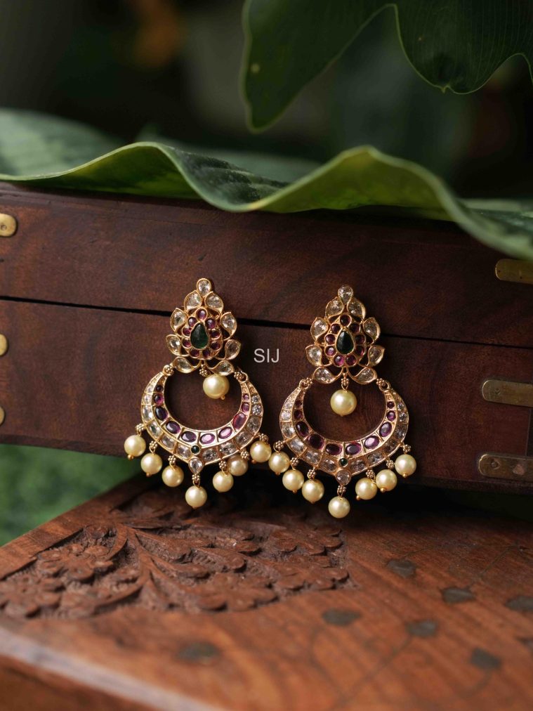 Gold Plated Kemp Chandbali Earrings