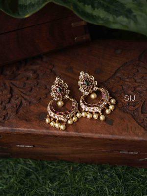 Gold Plated Kemp Chandbali Earrings