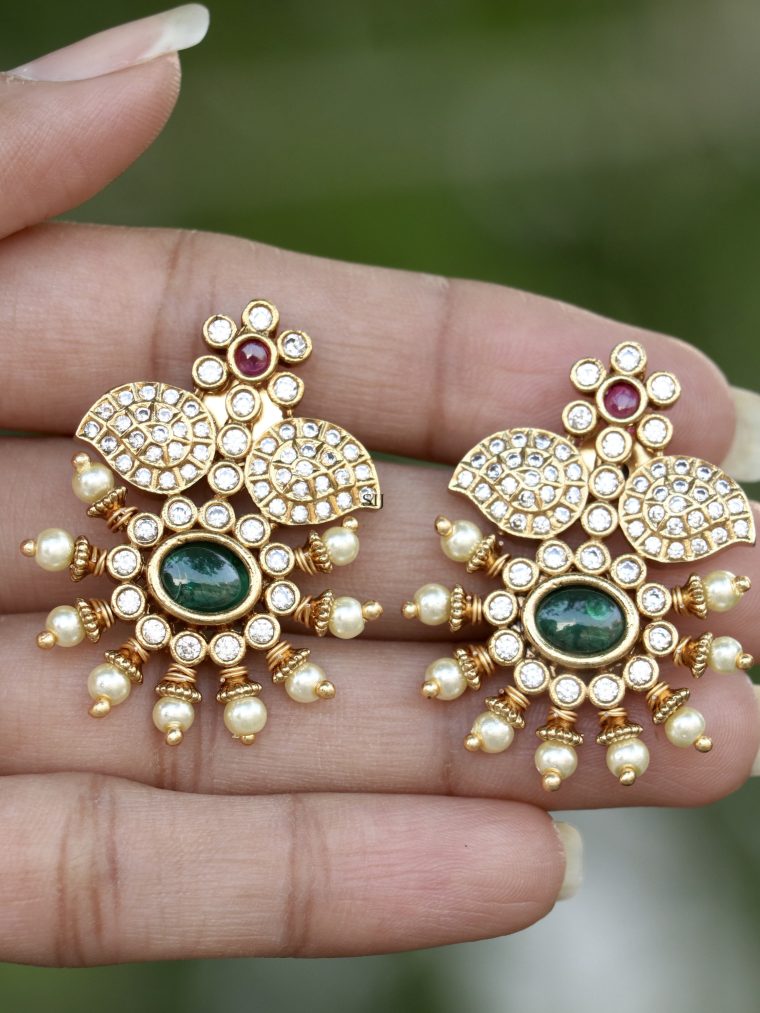 Gold Plated Mughal Majestic Stud Earrings