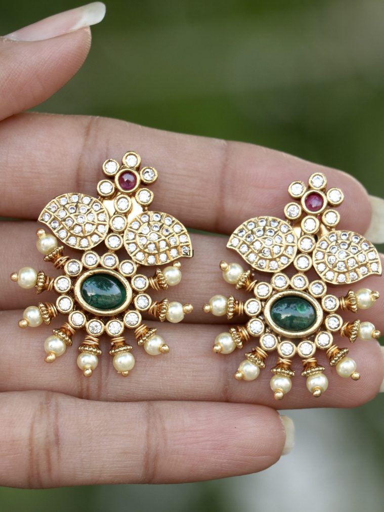 Gold Plated Mughal Majestic Stud Earrings