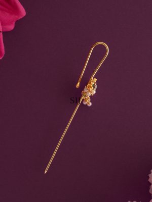 Gold Plated Pearl Drop Peacock Ear Cuffs