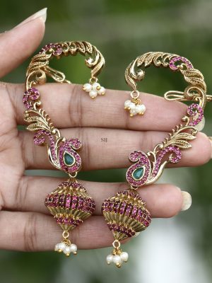 Gold Plated Pushpa Ear-Cuff Kundal Earrings