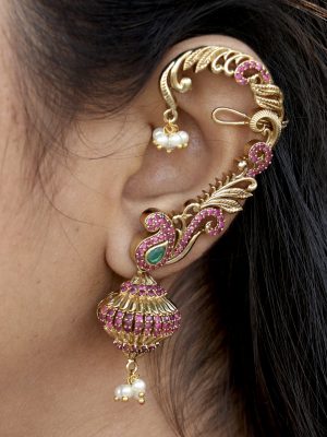 Gold Plated Pushpa Ear-Cuff Kundal Earrings