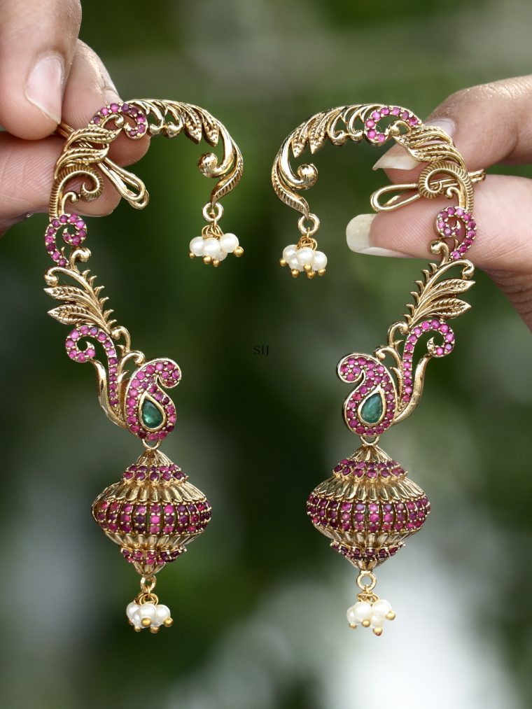 Gold Plated Pushpa Ear-Cuff Kundal Earrings