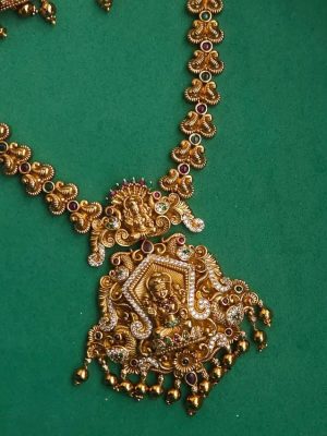 Gold Tone Agalya Nakshi Long Haram