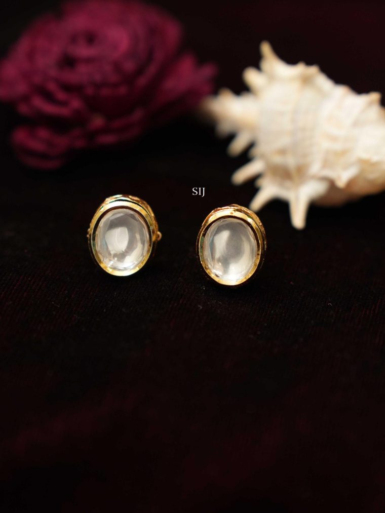 Gold Plated Single Polki Stone Ear Studs