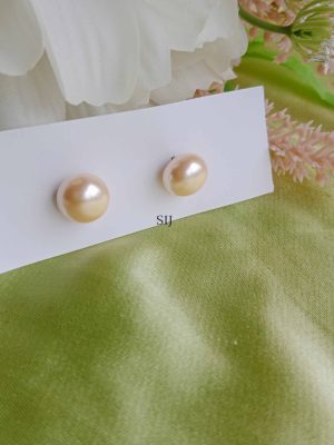 Imitation Cream& Grey Color Pearl Earrings