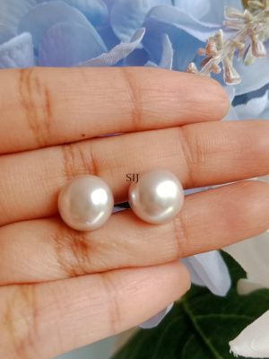 Imitation Cream& Grey Color Pearl Earrings