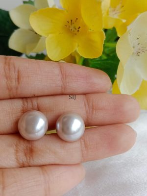 Imitation Cream& Grey Color Pearl Earrings