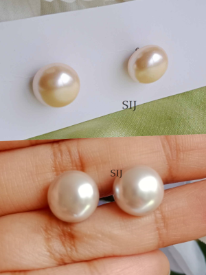 Imitation Cream& Grey Color Pearl Earrings