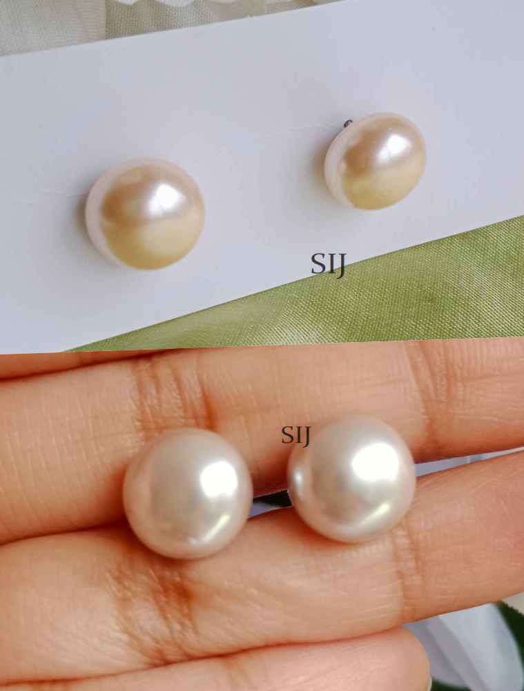 Imitation Cream& Grey Color Pearl Earrings