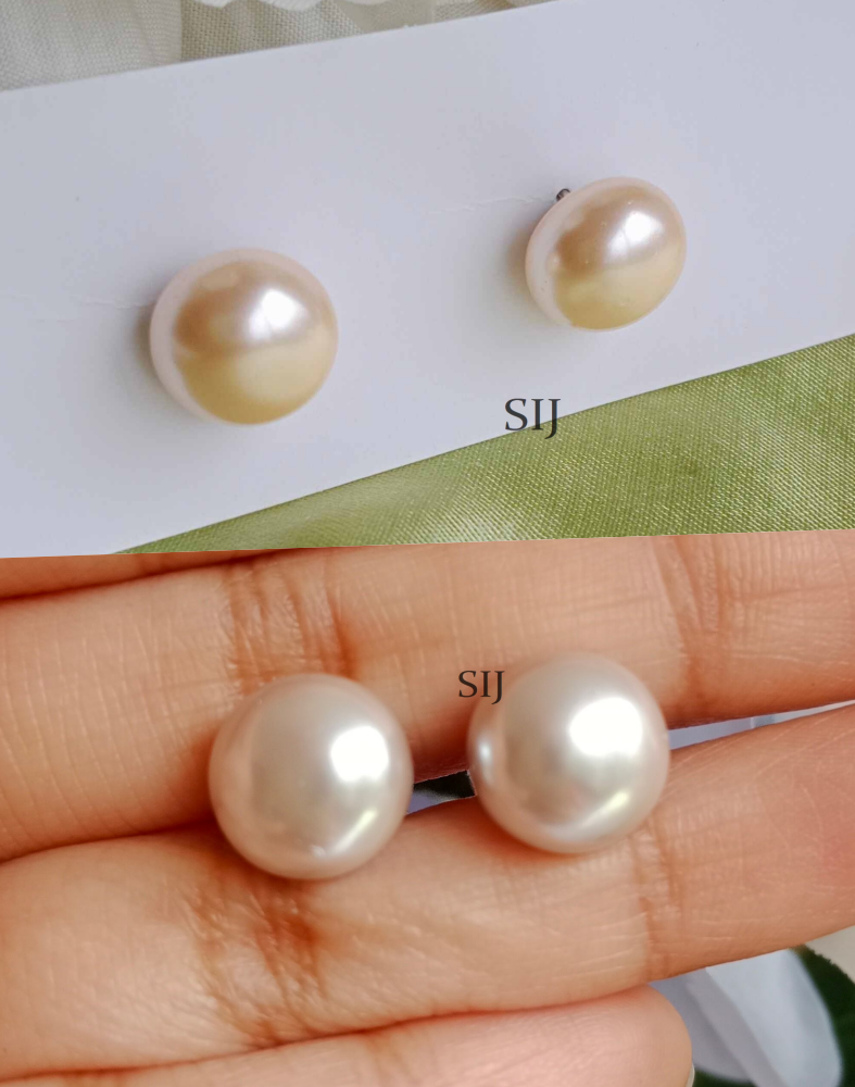 Imitation Cream& Grey Color Pearl Earrings