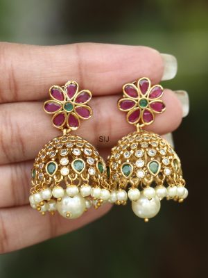 Imitation Crimson Glow Simple Mini Jhumkas