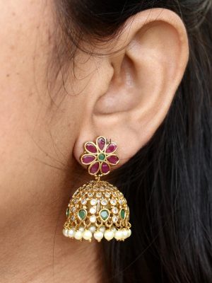 Imitation Crimson Glow Simple Mini Jhumkas