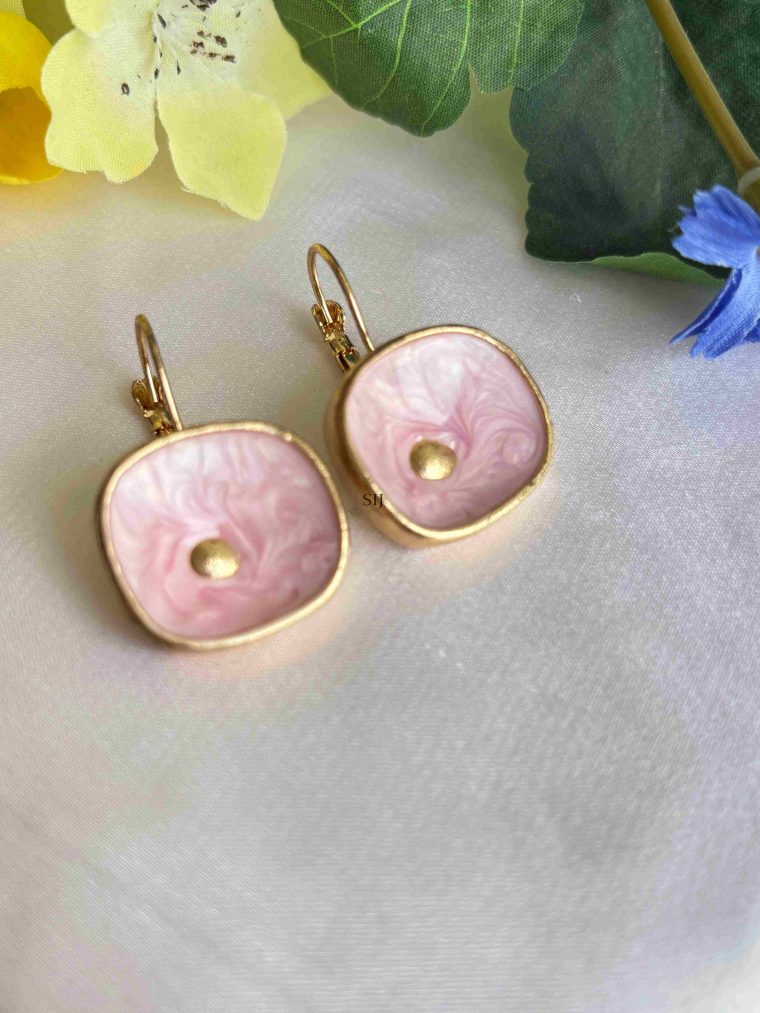 Imitation Pink Colour Drop Earrings