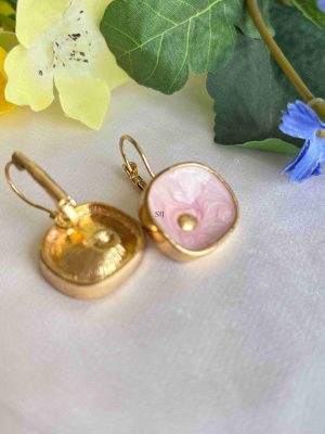 Imitation Pink Colour Drop Earrings