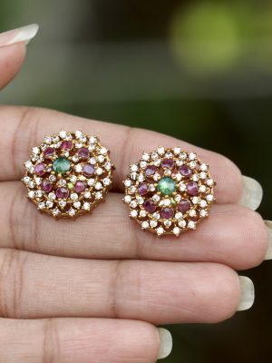 Multicolor Stones Chandra Kalpana Ear Studs