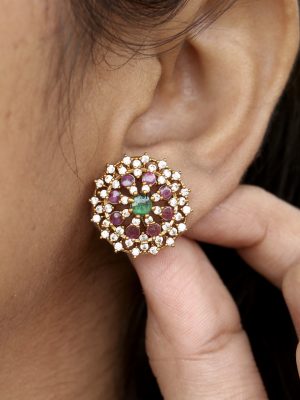 Multicolor Stones Chandra Kalpana Ear Studs