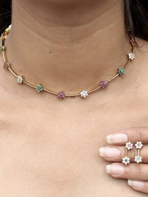 Multicolor Stones Pushpahaara Necklace