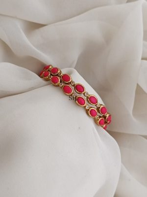 Oval Shape Design Coral Stones Bangles