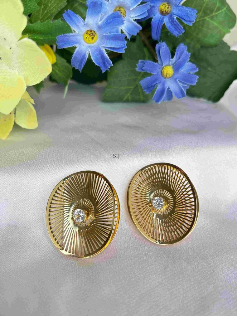 Oval Shape Earrings With Removable Solitaire