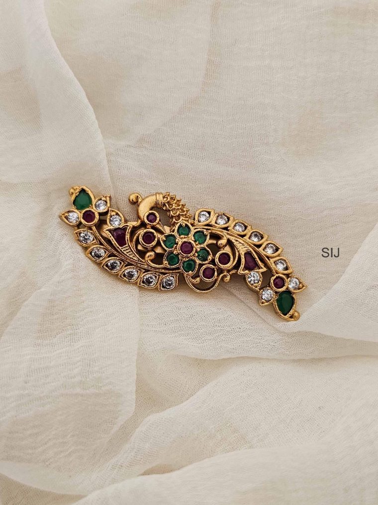 Peacock CZ Stones Saree pin