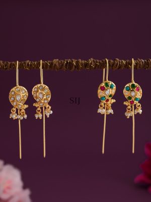 Pearl Drop Mango Design Jadau Kundan Ear Cuffs