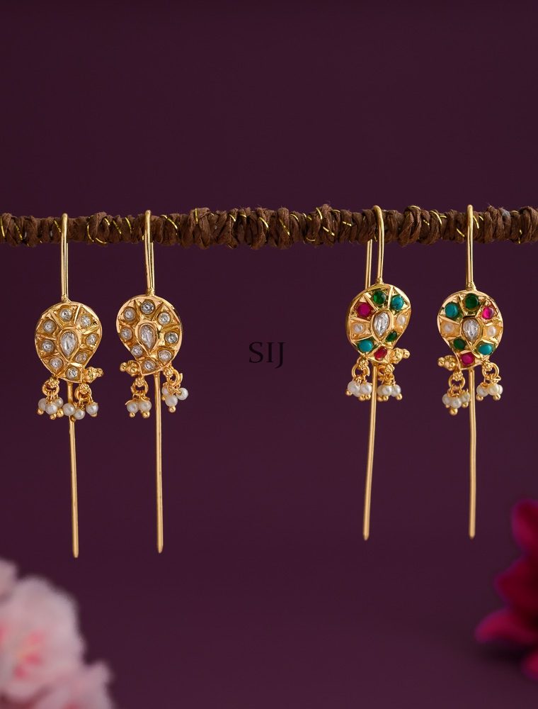 Pearl Drop Mango Design Jadau Kundan Ear Cuffs