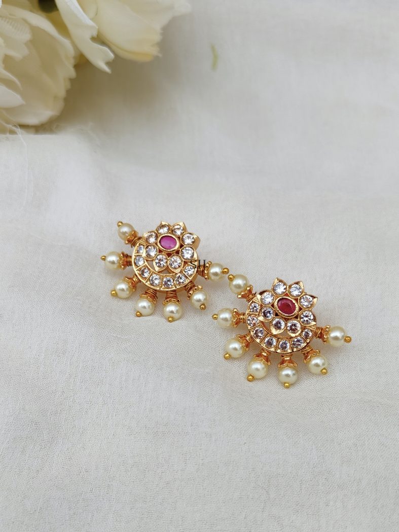 Pearl Studded Chand Bali Ear Studs